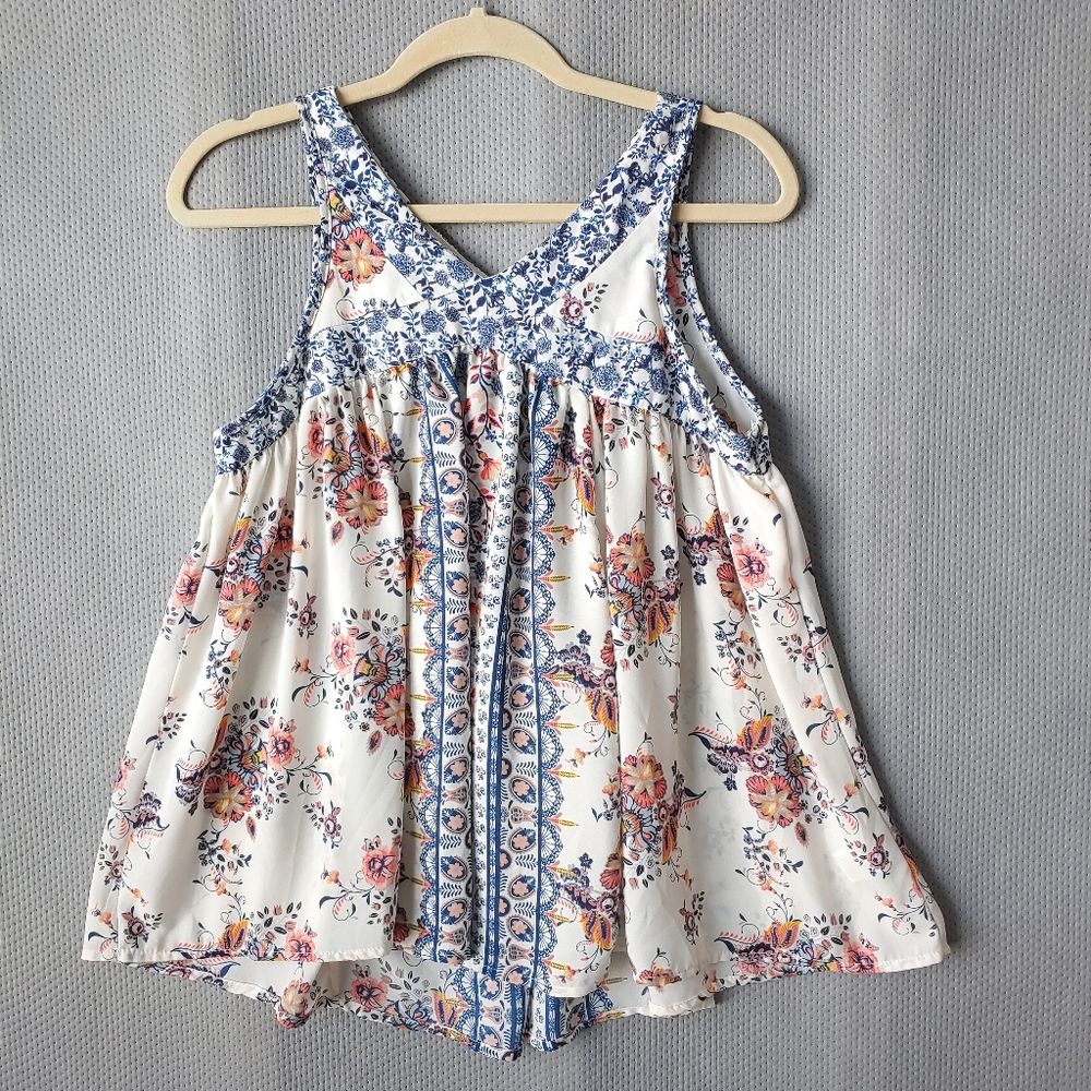 Knox Rose Floral Babydoll Tank Top